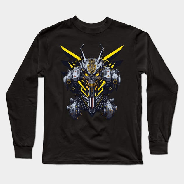 Mecha Skull S02 D92 Long Sleeve T-Shirt by Houerd